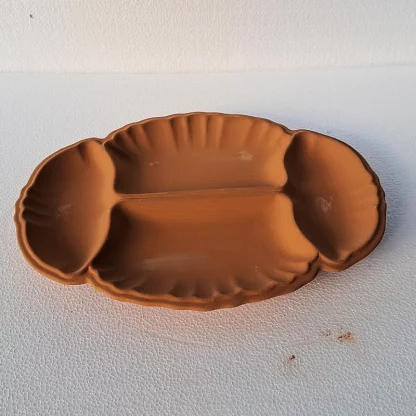 Antipastiera ovale barocco 4 scomparti semilavorato in terracotta
