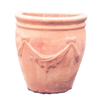 Articolo 44550 vaso parete anfora decorato con festone in terracotta