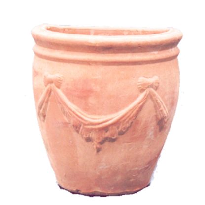 Articolo 44550 vaso parete anfora decorato con festone in terracotta